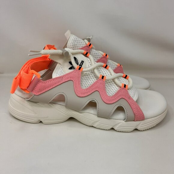 adidas Women's Sandals - White, Pink, and Orange - Picture 1 of 7